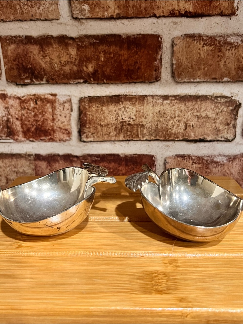 Pair of Silver-Tone Leaf Handle Nut Dishes